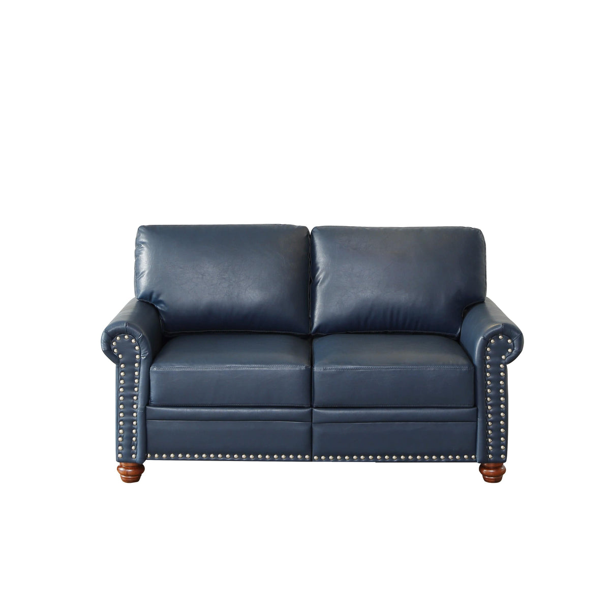 THE FURNITURE CO. Accent Chair Navy Blue Faux Leather Loveseat Chair