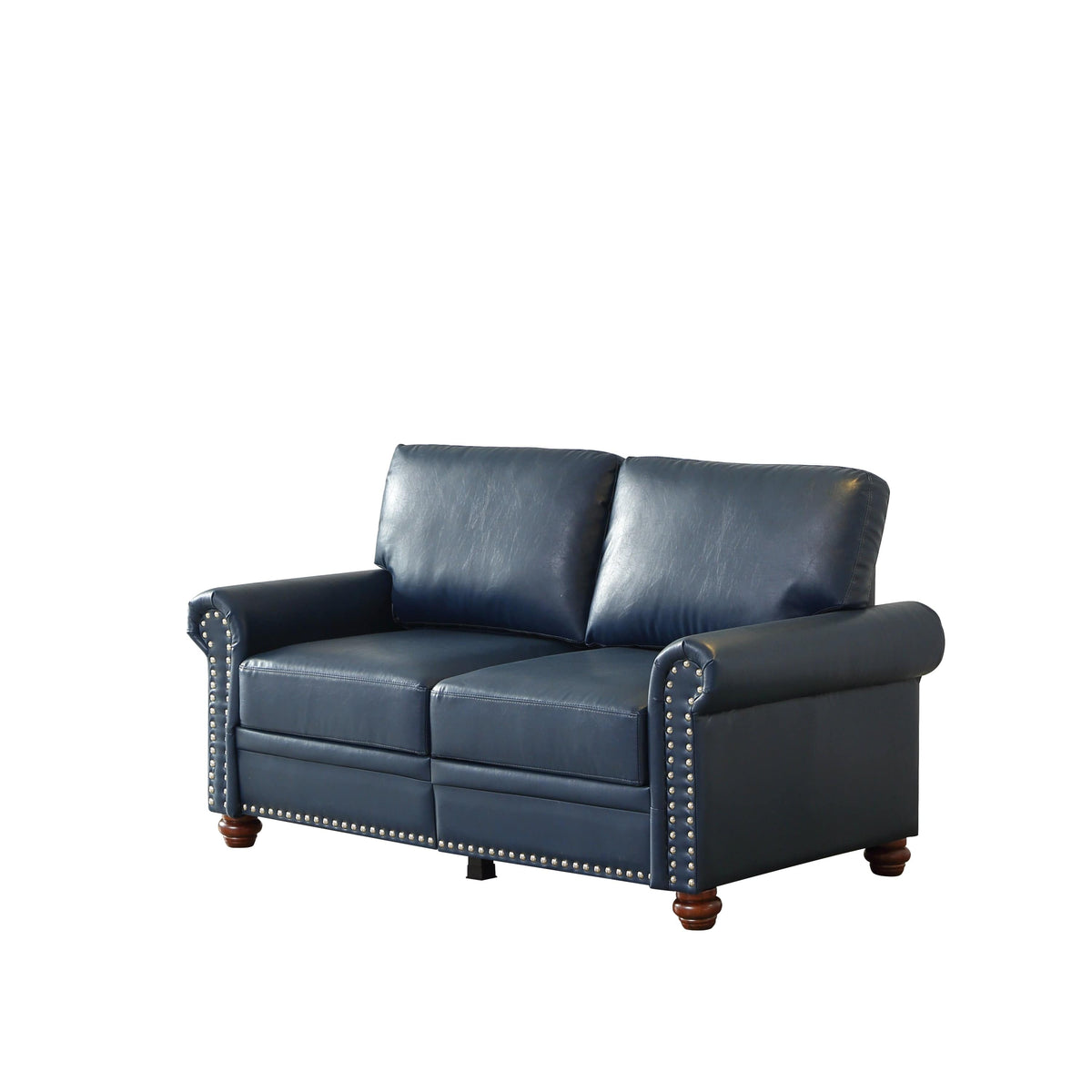 THE FURNITURE CO. Accent Chair Navy Blue Faux Leather Loveseat Chair