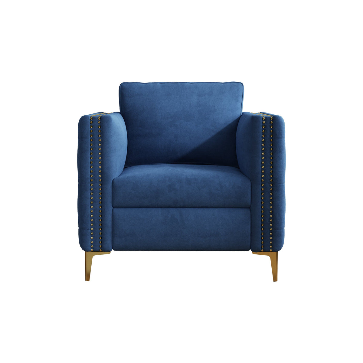 THE FURNITURE CO. Accent Chair Navy Blue Tufted Velvet Accent Chair With Gold Metal Legs