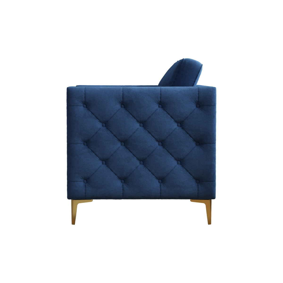 THE FURNITURE CO. Accent Chair Navy Blue Tufted Velvet Accent Chair With Gold Metal Legs