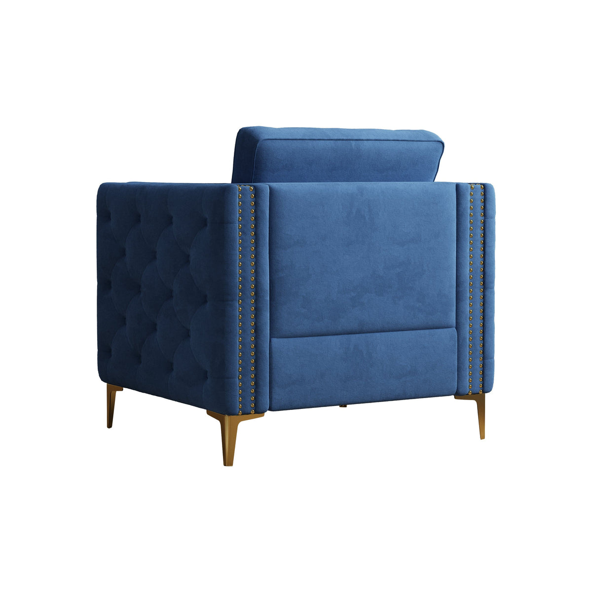 THE FURNITURE CO. Accent Chair Navy Blue Tufted Velvet Accent Chair With Gold Metal Legs