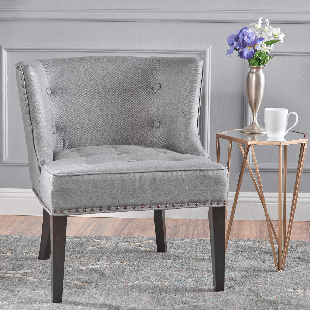 THE FURNITURE CO. Accent Chair Occasional Accent Chair In Gray Fabric