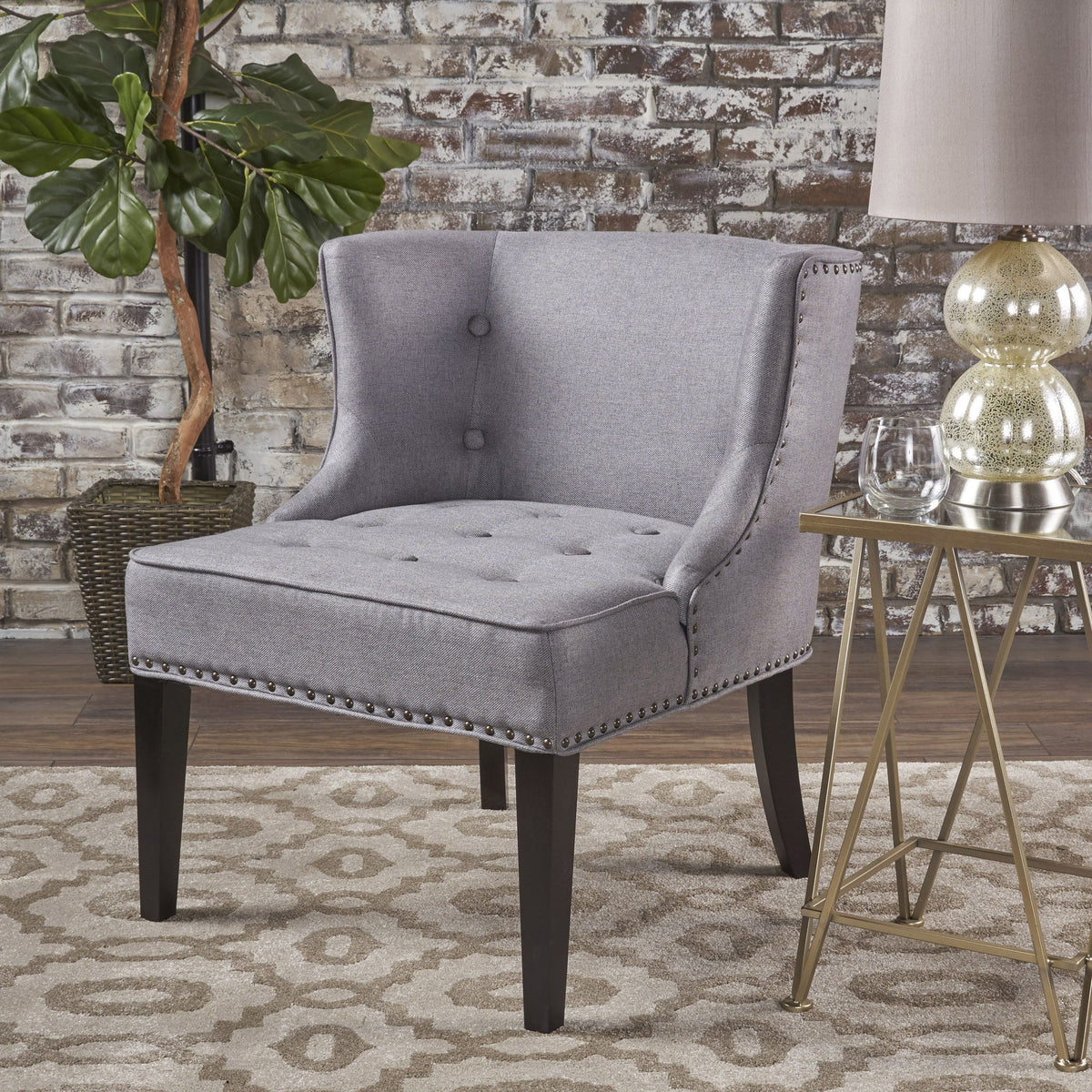 THE FURNITURE CO. Accent Chair Occasional Accent Chair In Gray Fabric