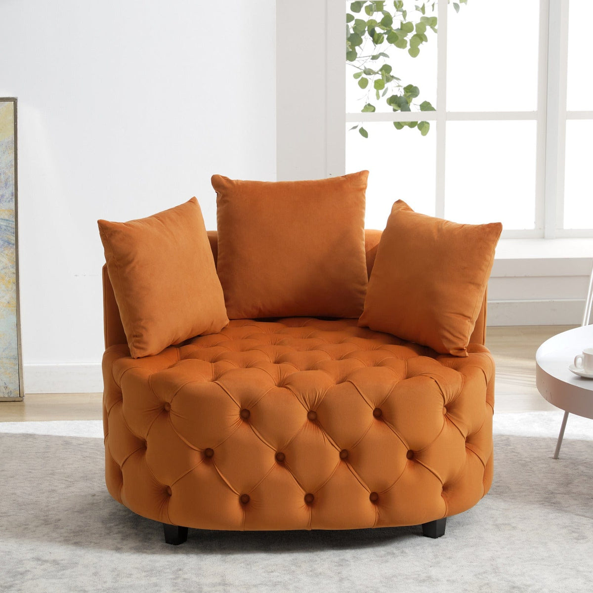 THE FURNITURE CO. Accent Chair Orange Velvet Accent Chair with Foam Cushioning