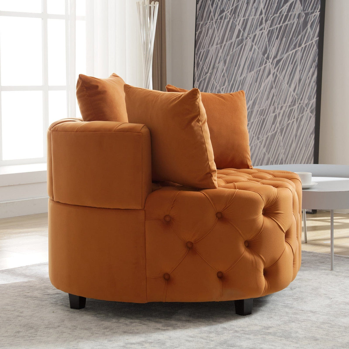 THE FURNITURE CO. Accent Chair Orange Velvet Accent Chair with Foam Cushioning