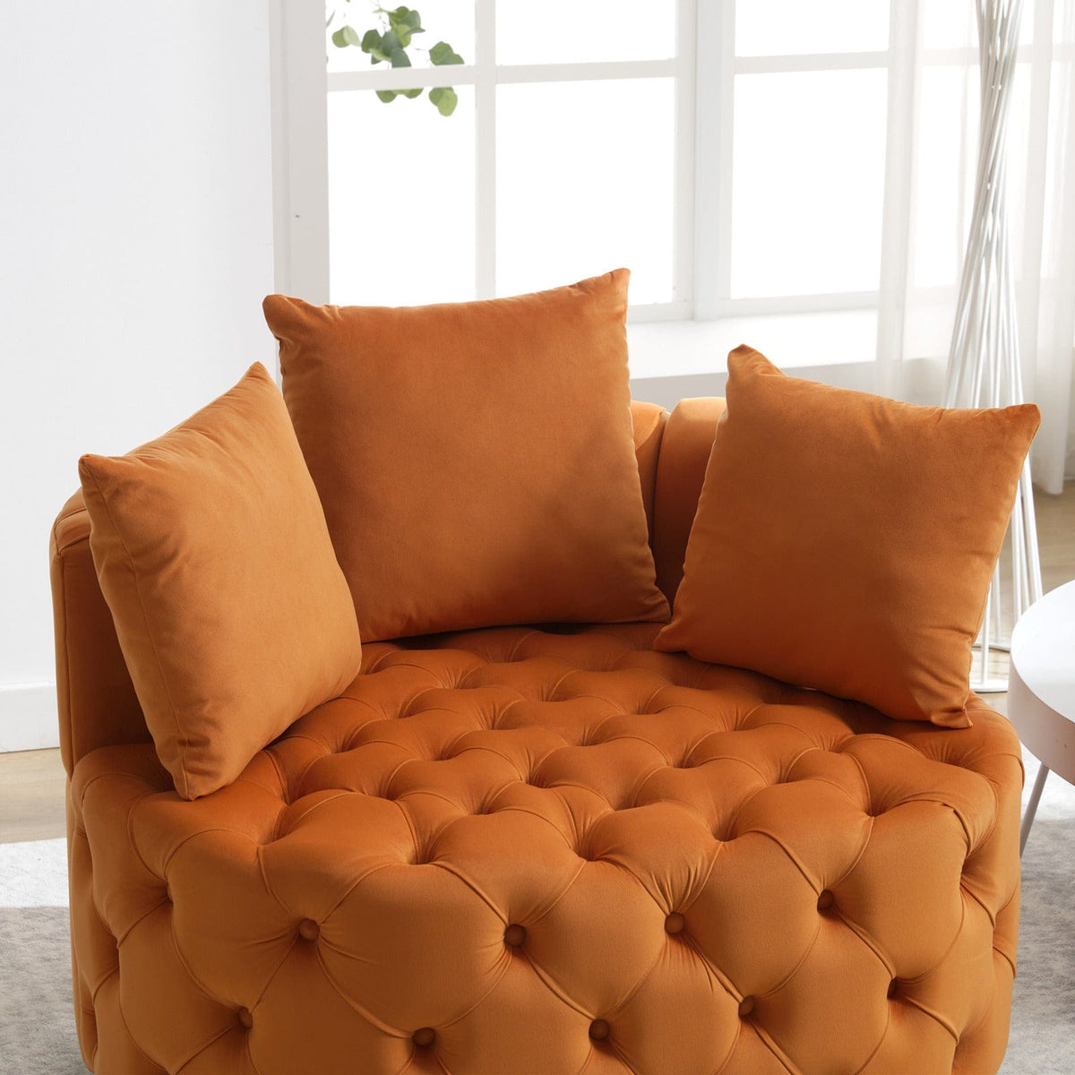 THE FURNITURE CO. Accent Chair Orange Velvet Accent Chair with Foam Cushioning