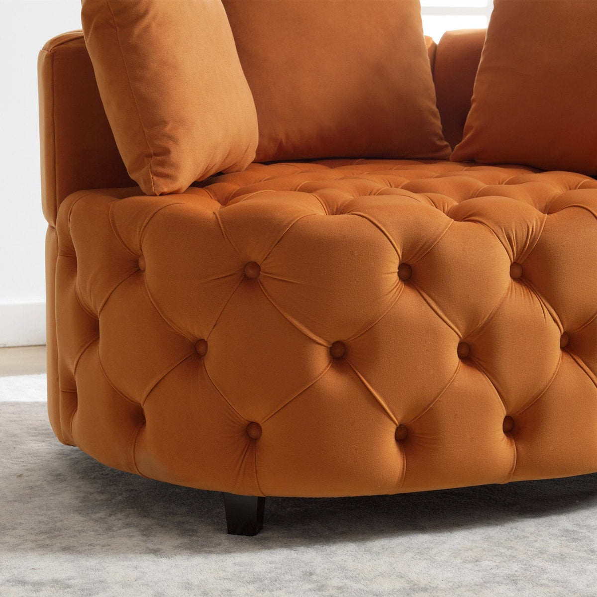THE FURNITURE CO. Accent Chair Orange Velvet Accent Chair with Foam Cushioning