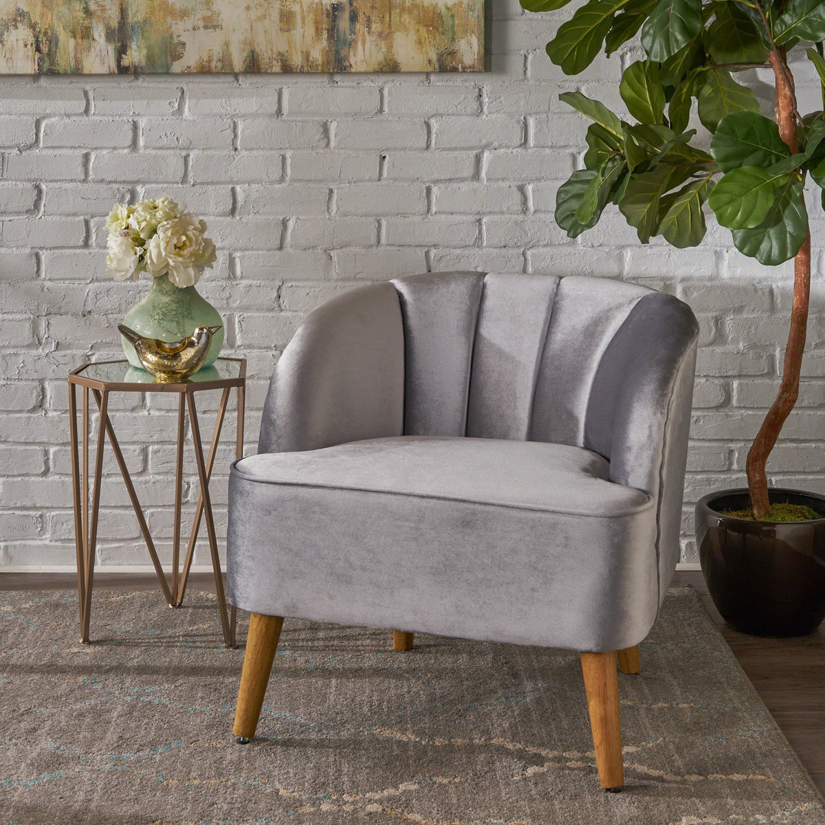 THE FURNITURE CO. Accent Chair Pewter Mid-Century Modern Club Chair