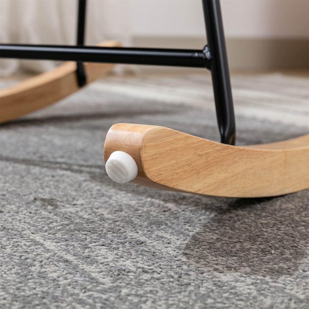 THE FURNITURE CO. Accent Chair Pink Teddy Fabric Rocking Chair