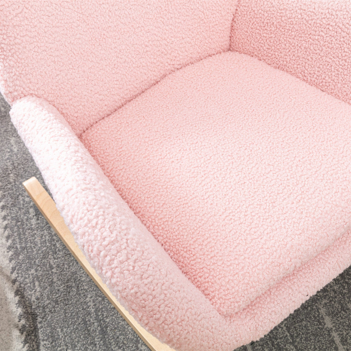 THE FURNITURE CO. Accent Chair Pink Teddy Fabric Rocking Chair