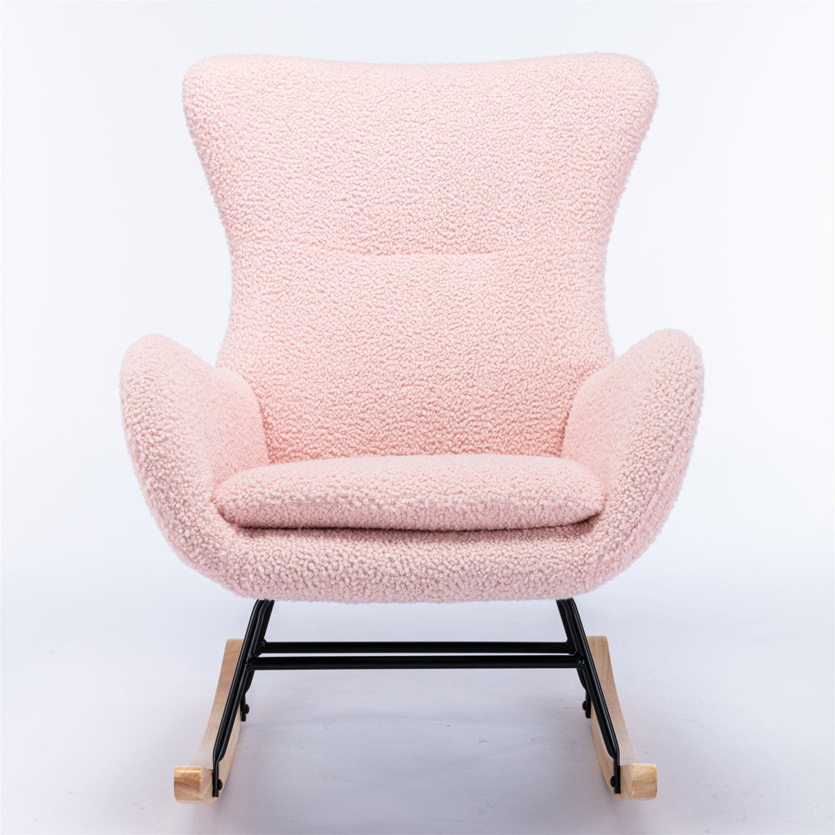 THE FURNITURE CO. Accent Chair Pink Teddy Fabric Rocking Chair