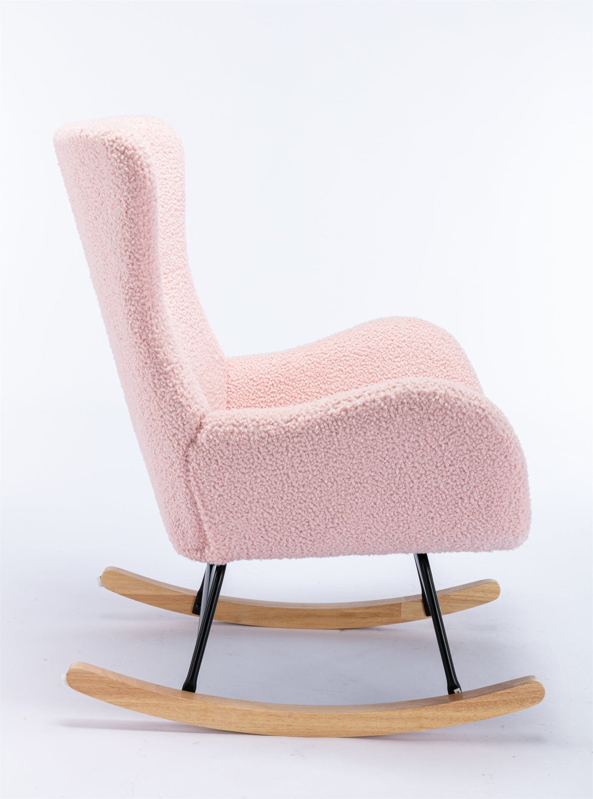 THE FURNITURE CO. Accent Chair Pink Teddy Fabric Rocking Chair