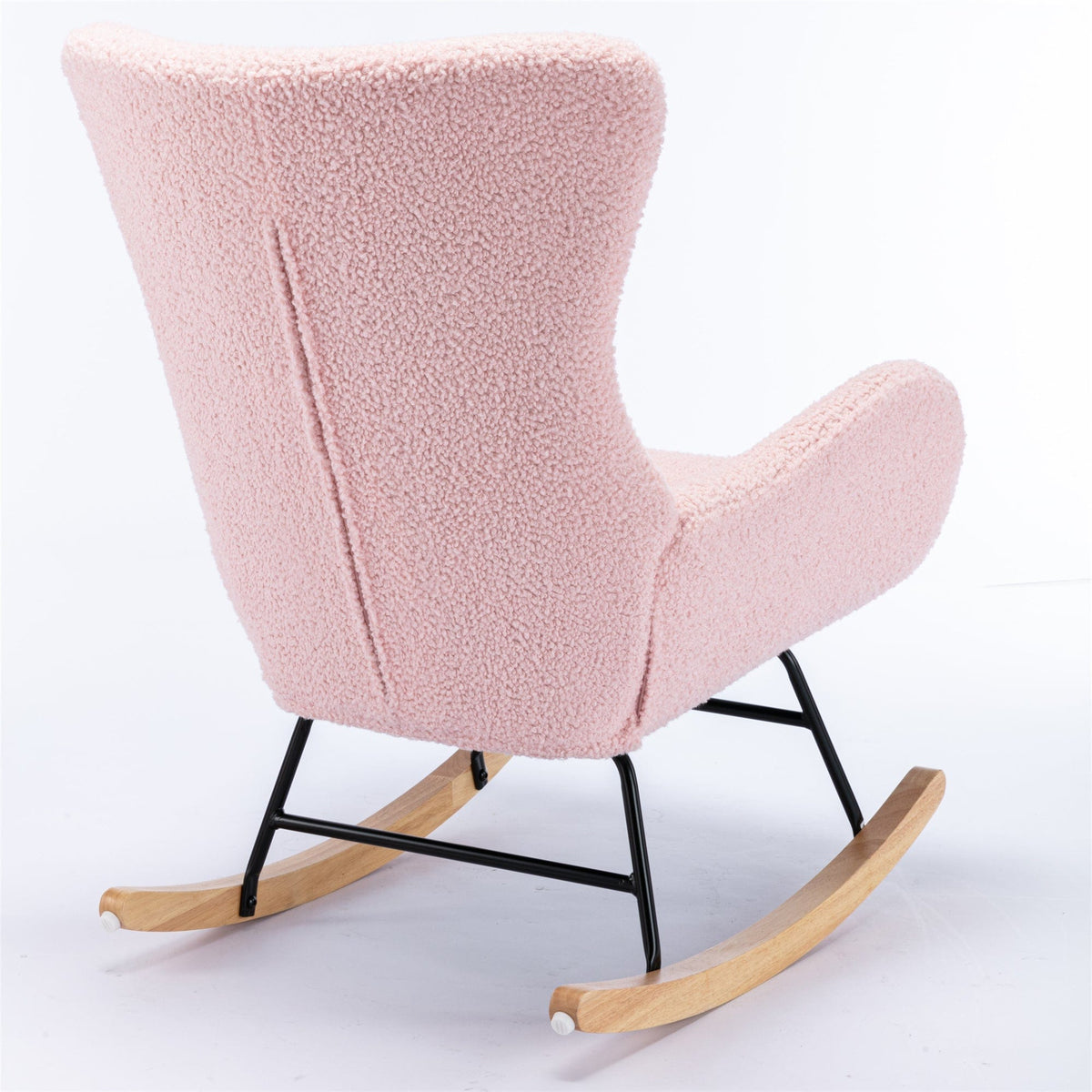 THE FURNITURE CO. Accent Chair Pink Teddy Fabric Rocking Chair