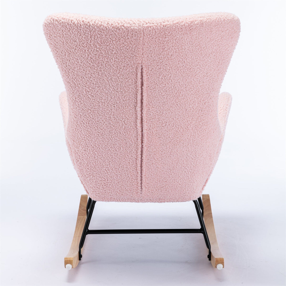THE FURNITURE CO. Accent Chair Pink Teddy Fabric Rocking Chair