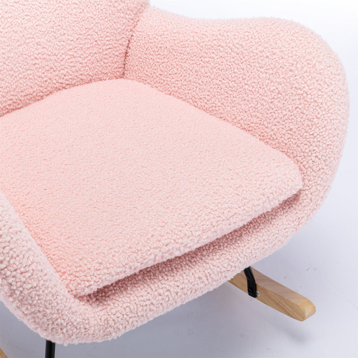 THE FURNITURE CO. Accent Chair Pink Teddy Fabric Rocking Chair