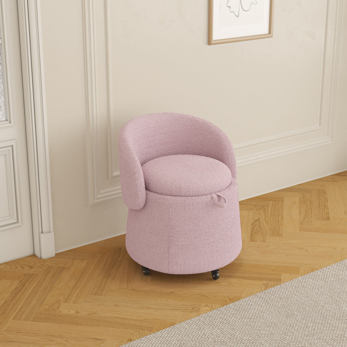 THE FURNITURE CO. Accent Chair Pink Teddy Light Pulley Stool