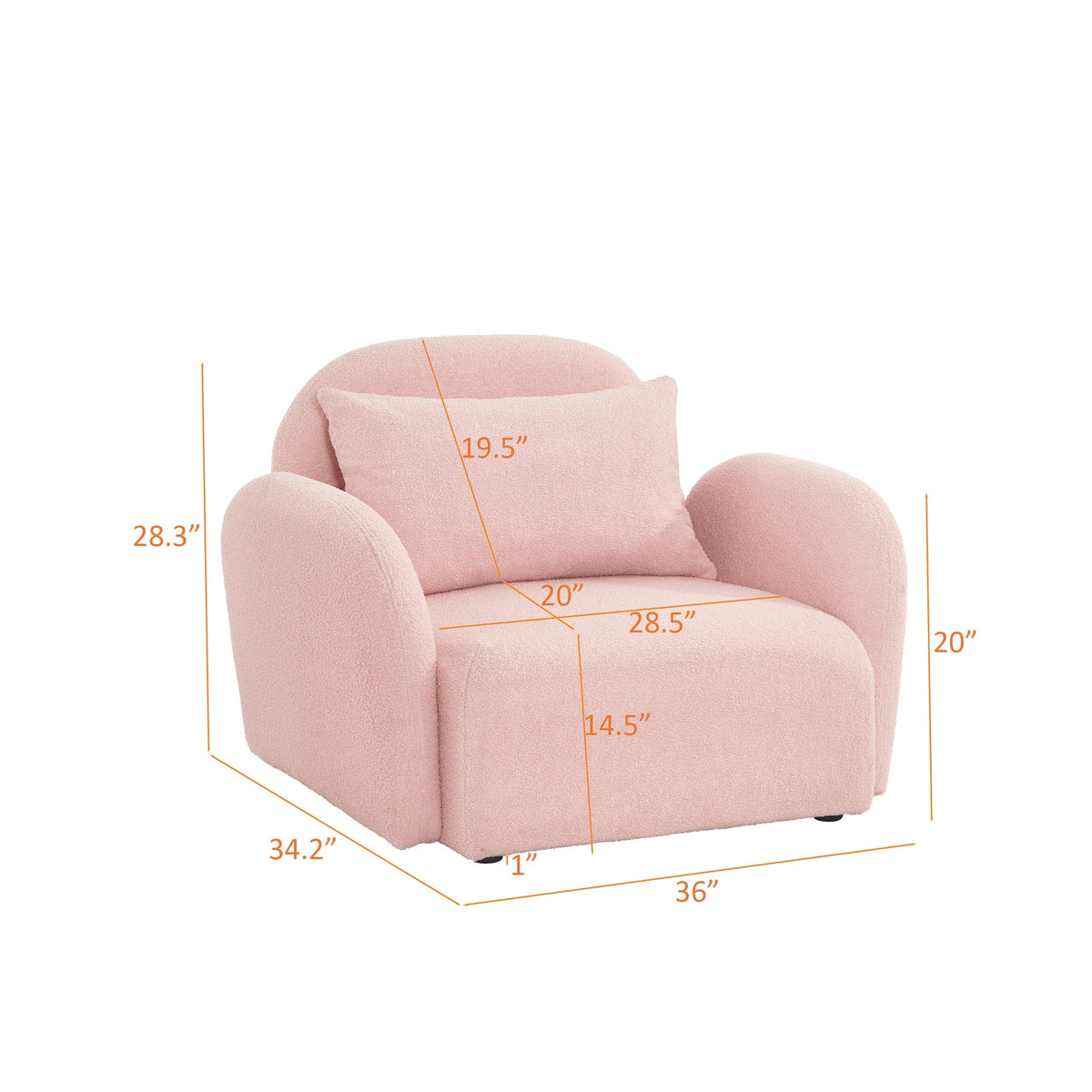 THE FURNITURE CO. Accent Chair Pink Teddy Upholstered Lazy Sofa Chair