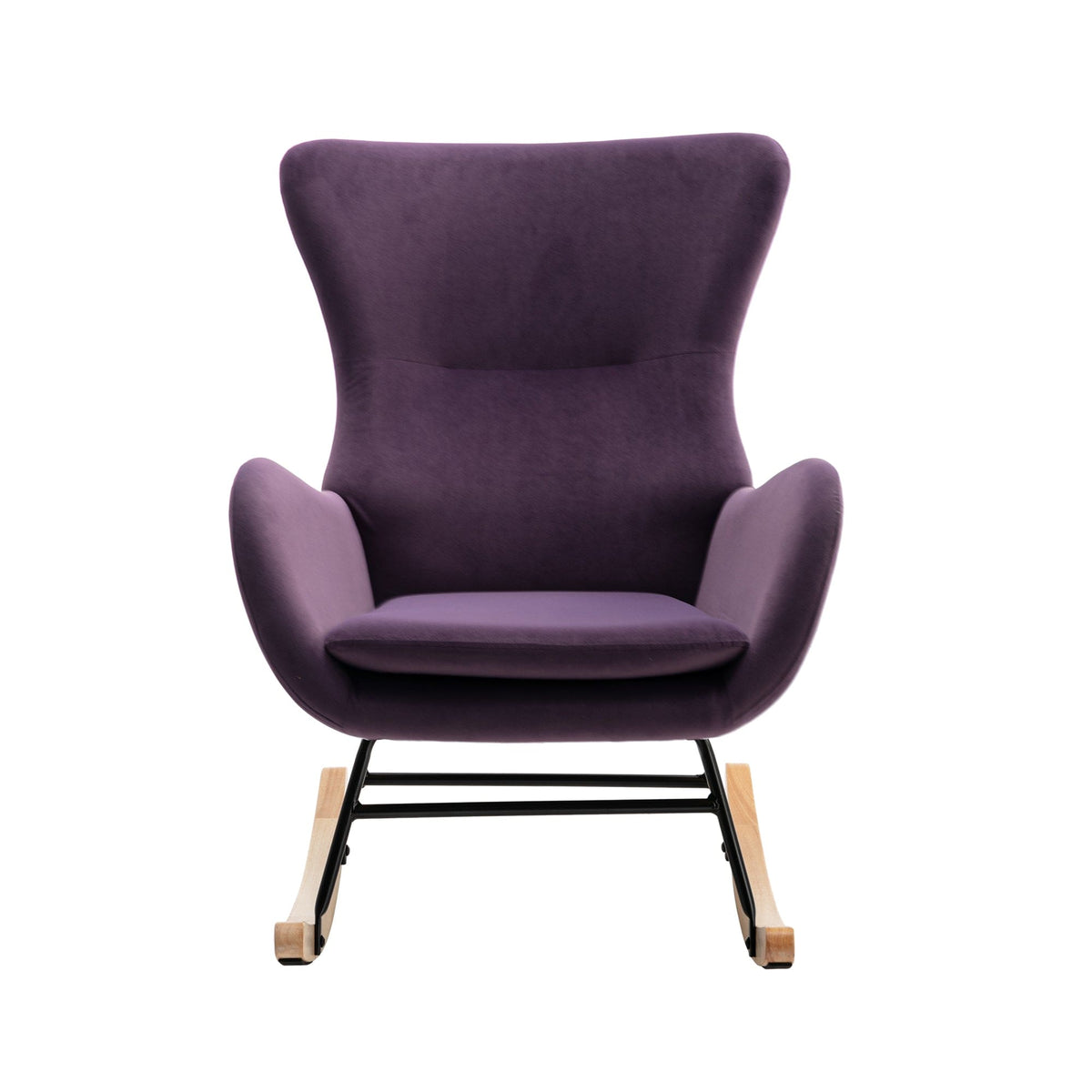 THE FURNITURE CO. Accent Chair Purple Upholstered Rocking Chair In Velvet Fabric