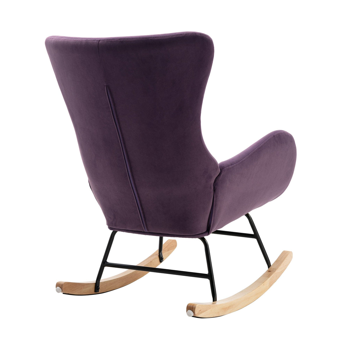 THE FURNITURE CO. Accent Chair Purple Upholstered Rocking Chair In Velvet Fabric