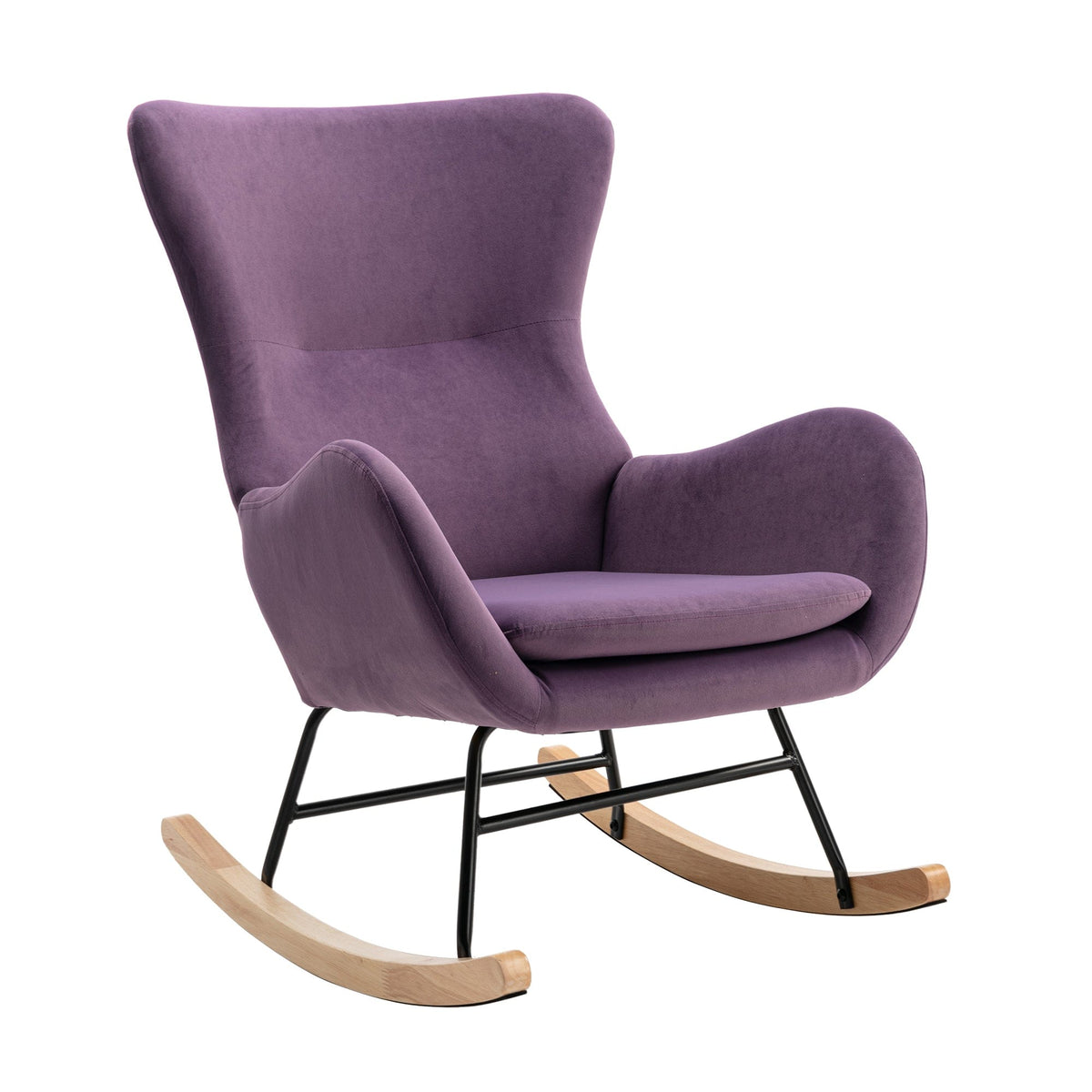 THE FURNITURE CO. Accent Chair Purple Upholstered Rocking Chair In Velvet Fabric