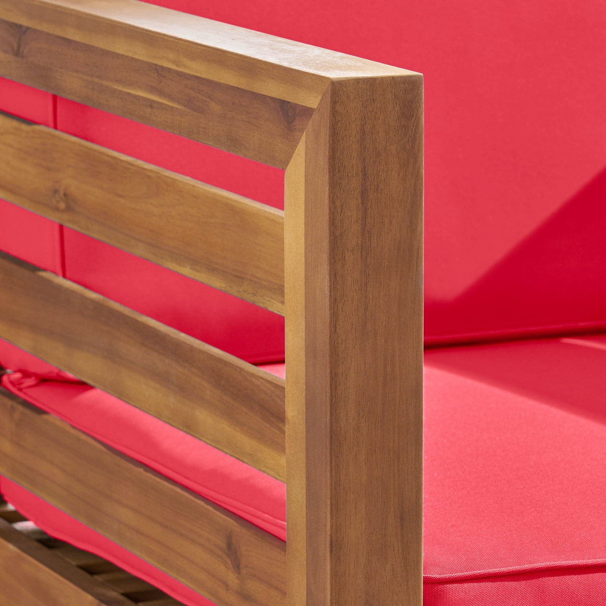 THE FURNITURE CO. Accent Chair Red Acacia Wood and Fabric Club Chair Set