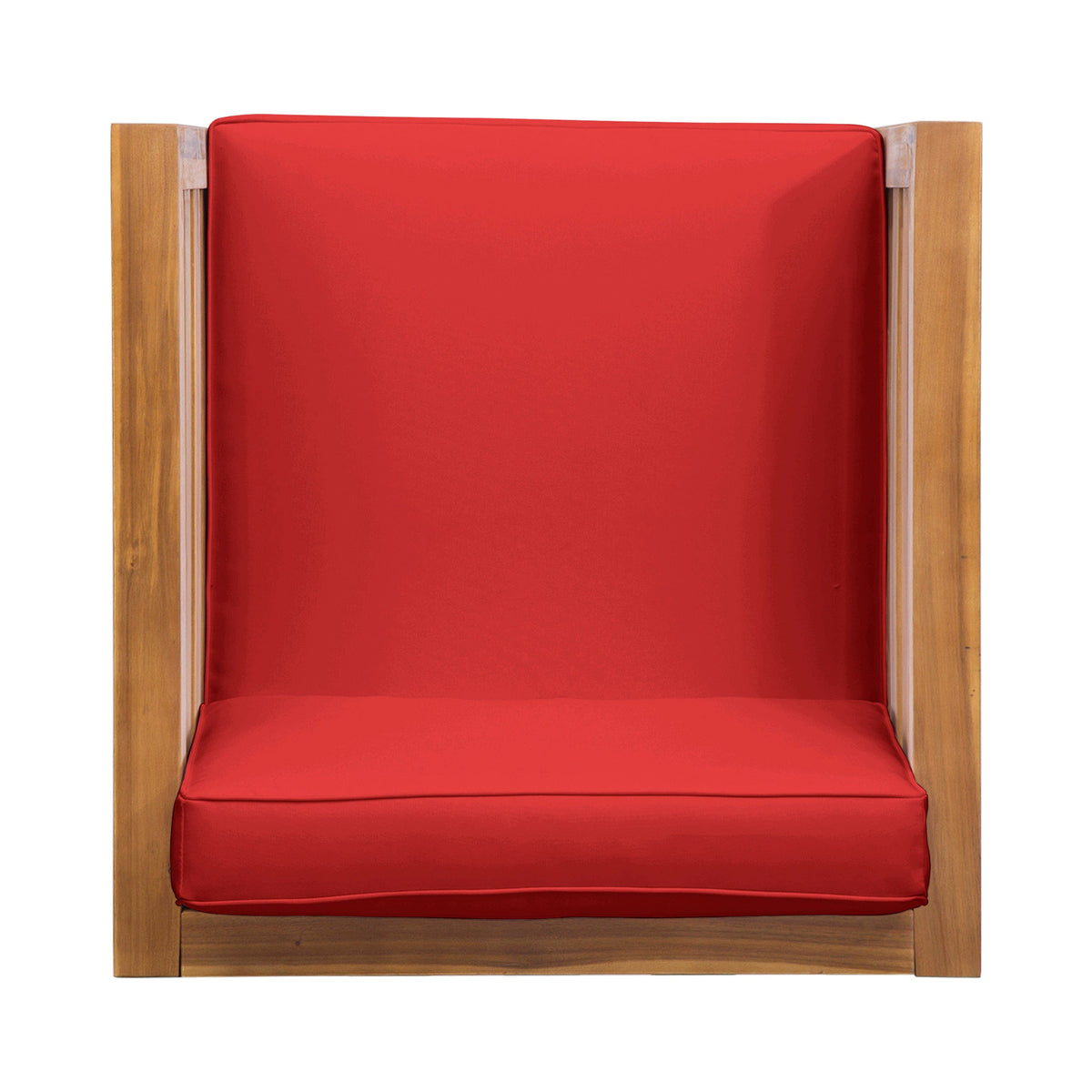 THE FURNITURE CO. Accent Chair Red Acacia Wood and Fabric Club Chair Set