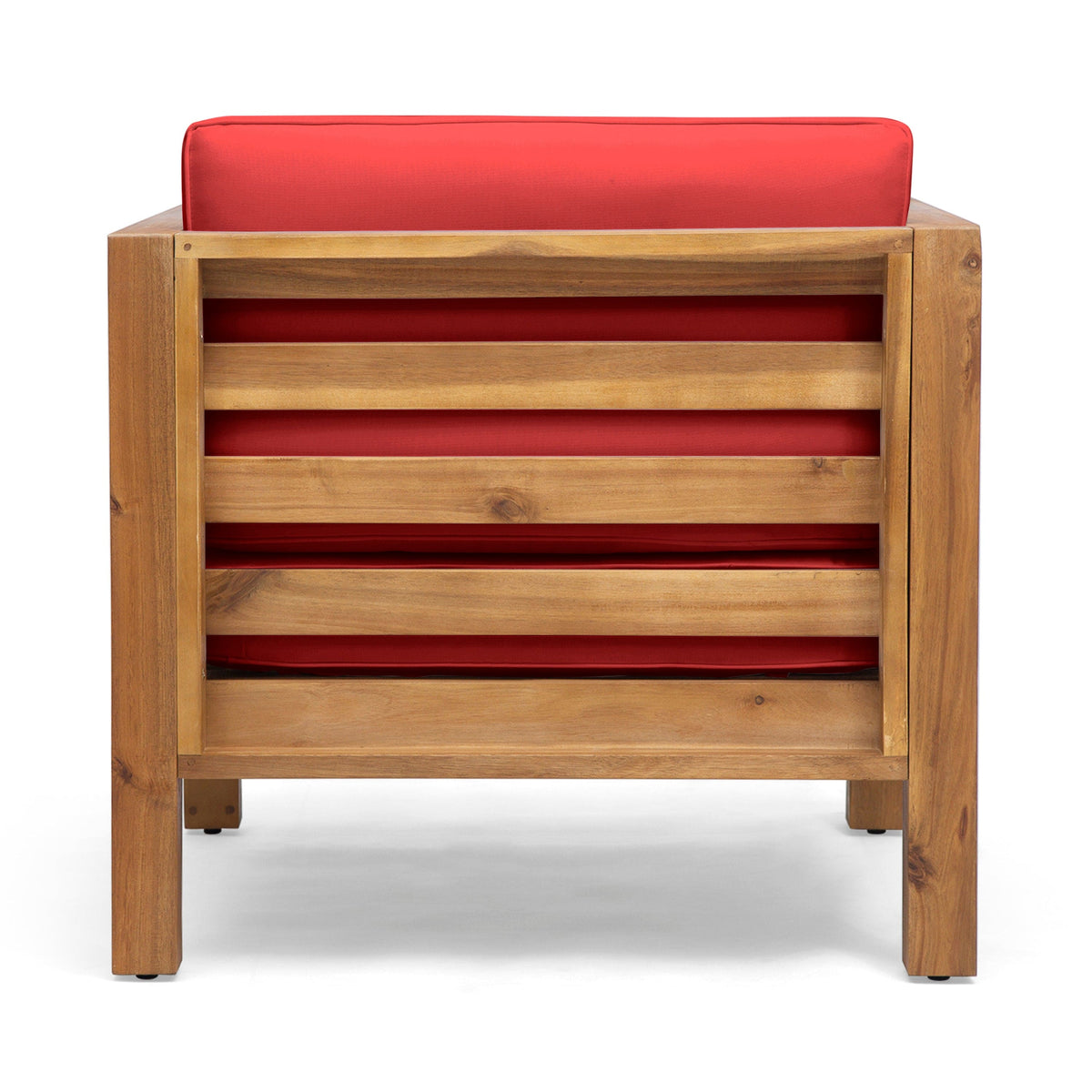 THE FURNITURE CO. Accent Chair Red Acacia Wood and Fabric Club Chair Set