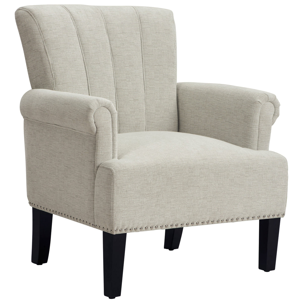 THE FURNITURE CO. Accent Chair Rivet Tufted Upholstered Armchair In Cream