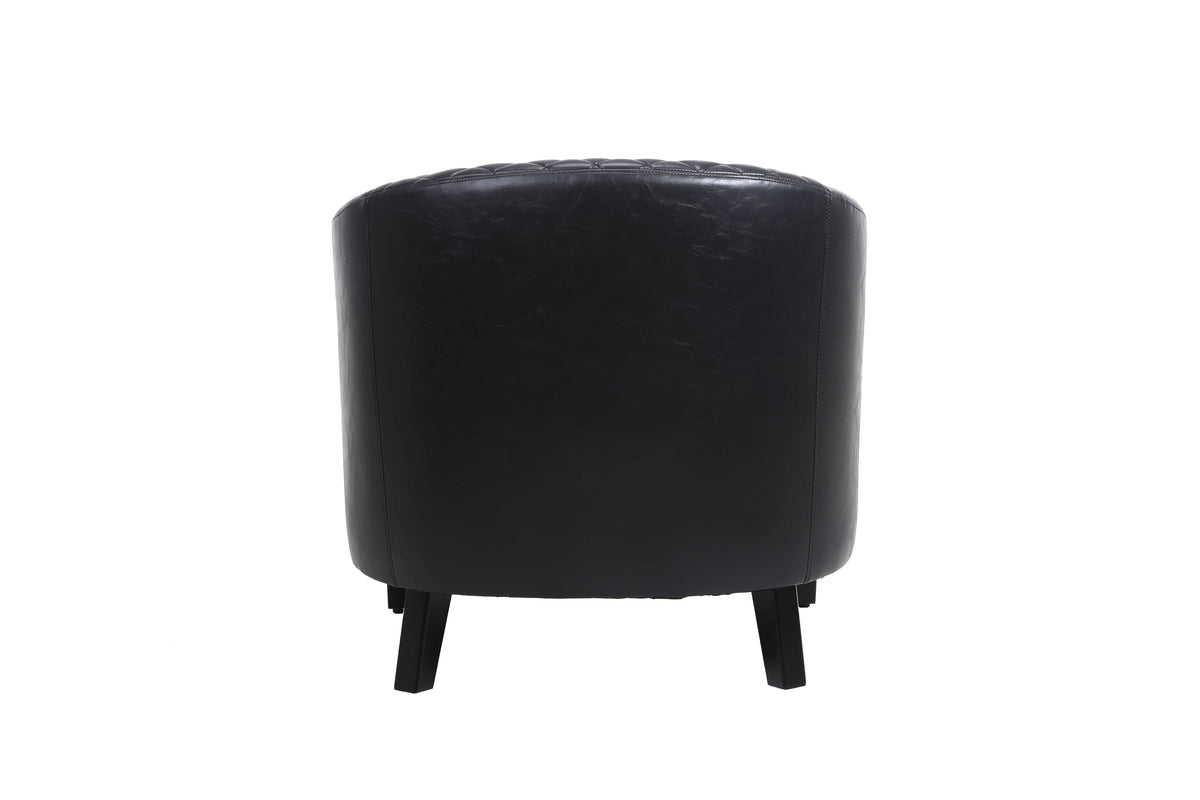 THE FURNITURE CO. Accent Chair Scandinavian Barrel Chair with Padded Armrests and Solid Wood Legs in Black