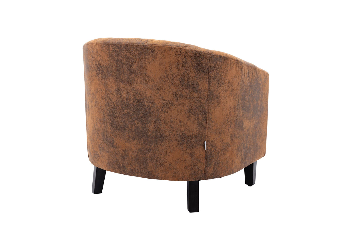 THE FURNITURE CO. Accent Chair Scandinavian Barrel Chair with Padded Armrests and Solid Wood Legs in Coffee