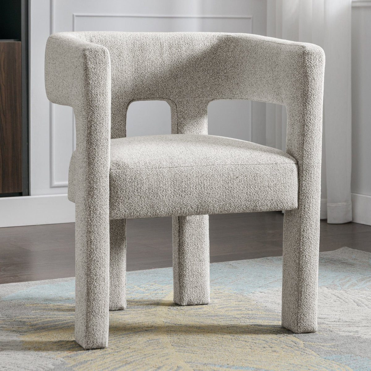THE FURNITURE CO. Accent Chair Sculptural Gray Linen Accent Chair