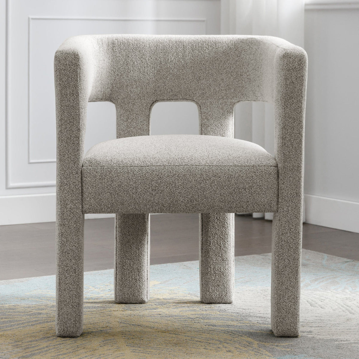 THE FURNITURE CO. Accent Chair Sculptural Gray Linen Accent Chair