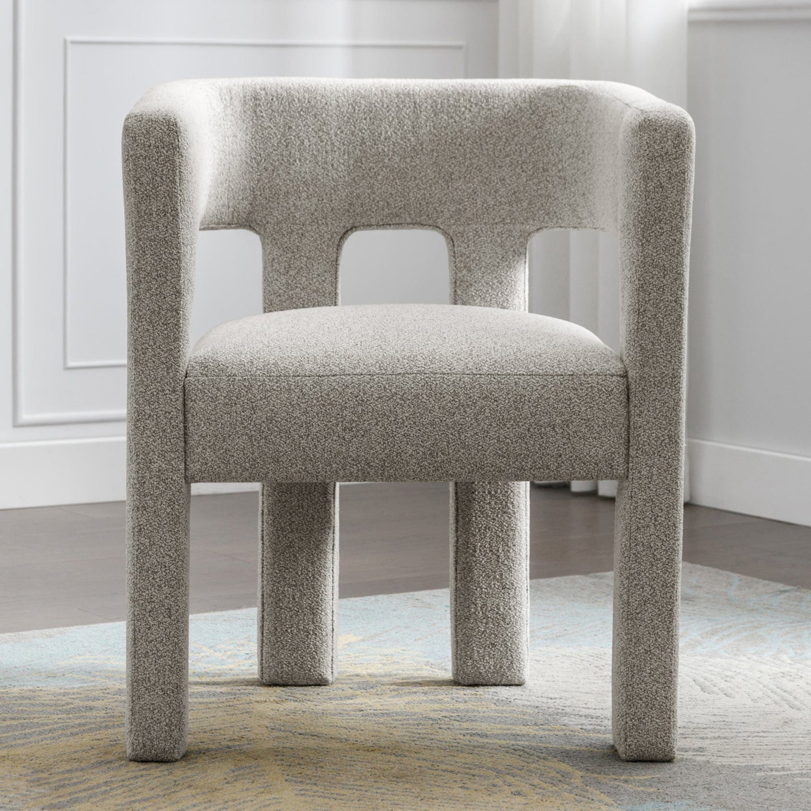 THE FURNITURE CO. Accent Chair Sculptural Gray Linen Accent Chair