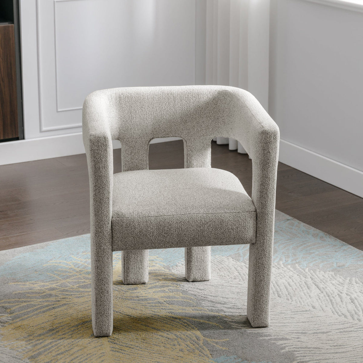 THE FURNITURE CO. Accent Chair Sculptural Gray Linen Accent Chair