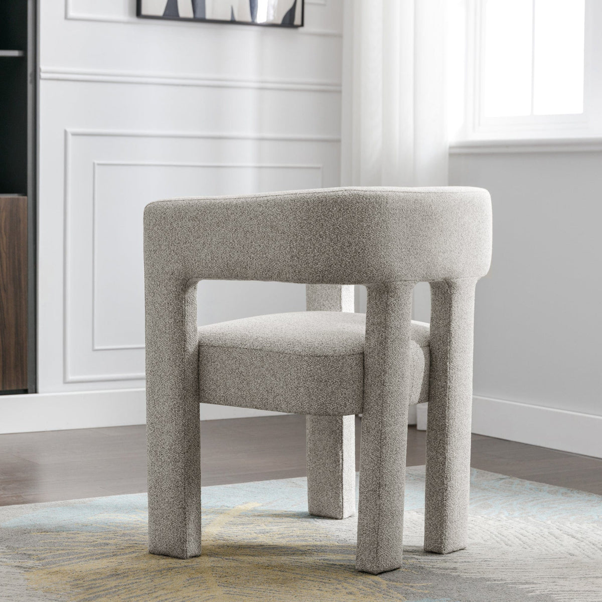 THE FURNITURE CO. Accent Chair Sculptural Gray Linen Accent Chair