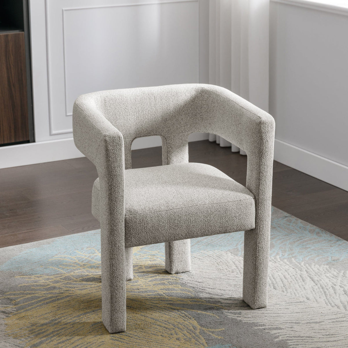 THE FURNITURE CO. Accent Chair Sculptural Gray Linen Accent Chair