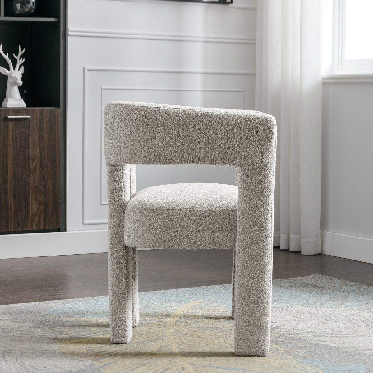 THE FURNITURE CO. Accent Chair Sculptural Gray Linen Accent Chair