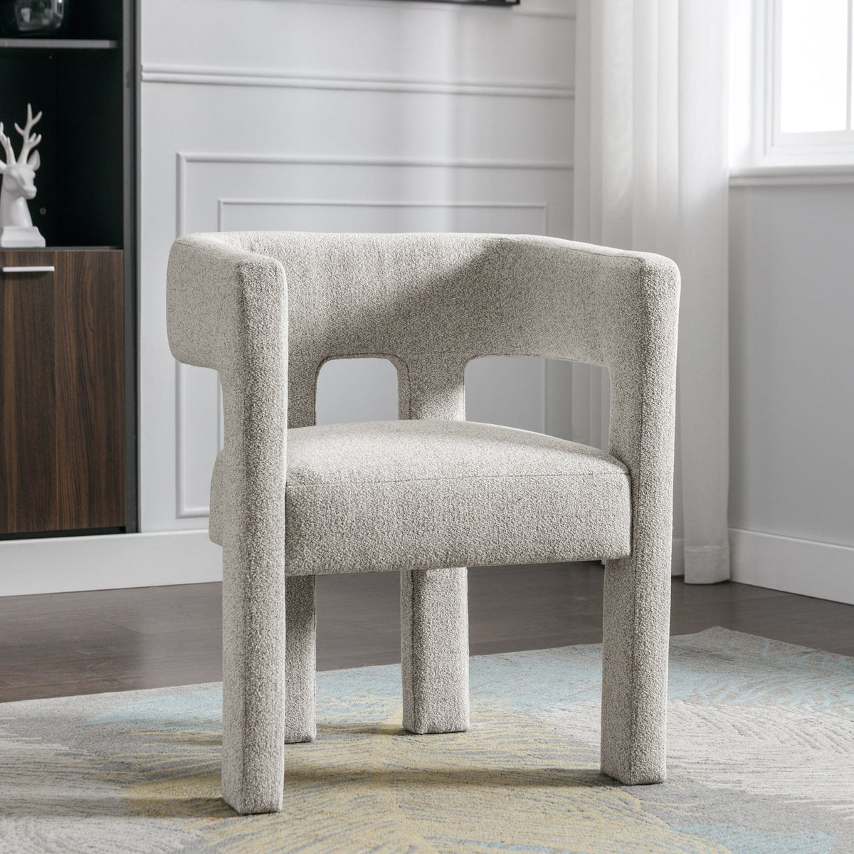THE FURNITURE CO. Accent Chair Sculptural Gray Linen Accent Chair