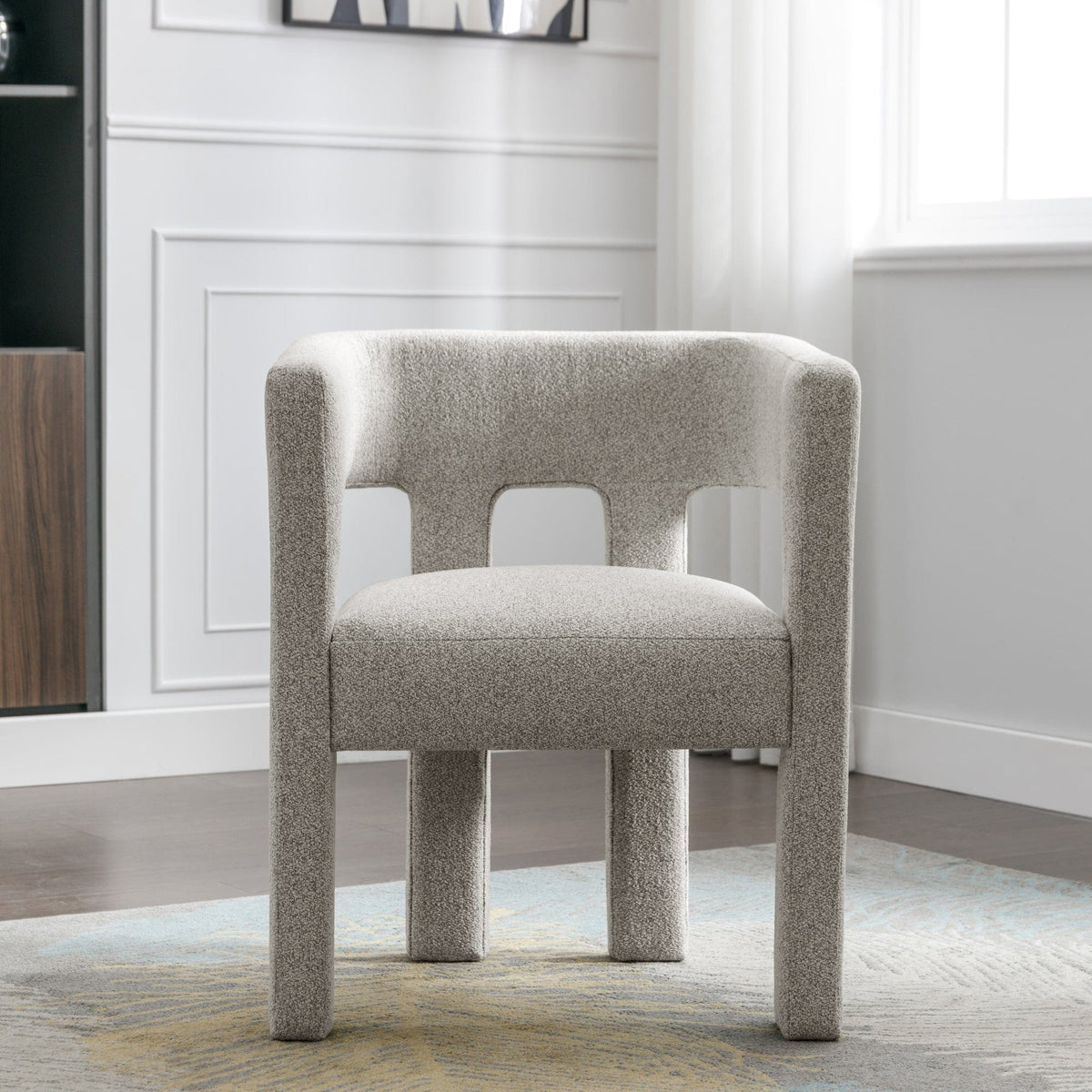 THE FURNITURE CO. Accent Chair Sculptural Gray Linen Accent Chair