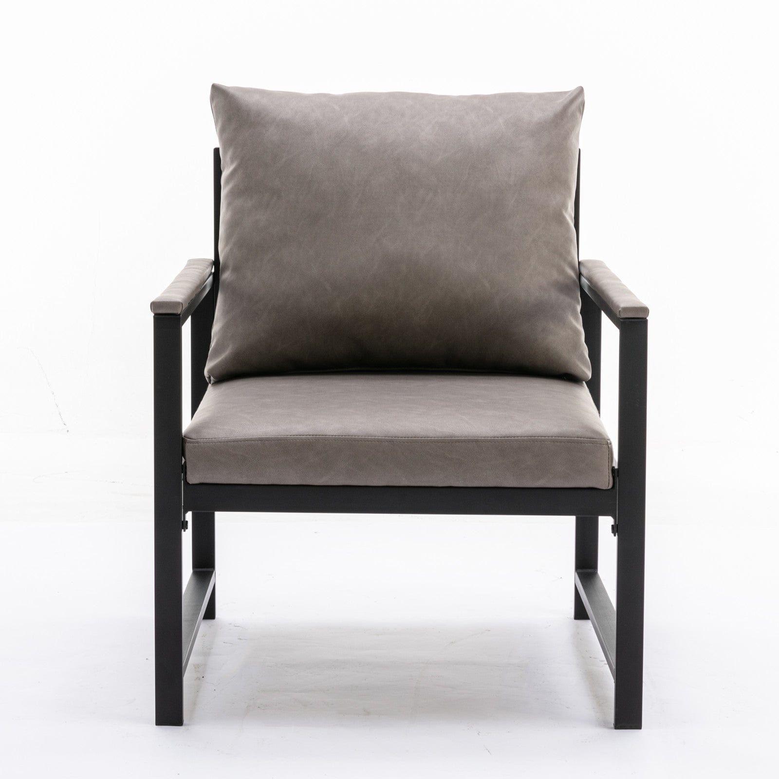 THE FURNITURE CO. Accent Chair Sleek Faux Leather Accent Chair with Black Powder Coated Metal Frame