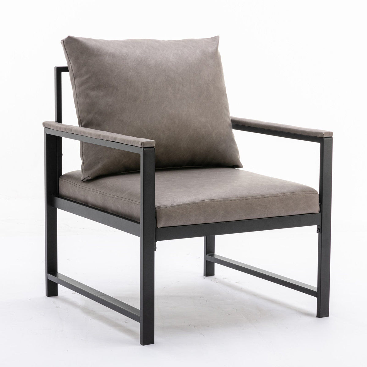 THE FURNITURE CO. Accent Chair Sleek Faux Leather Accent Chair with Black Powder Coated Metal Frame