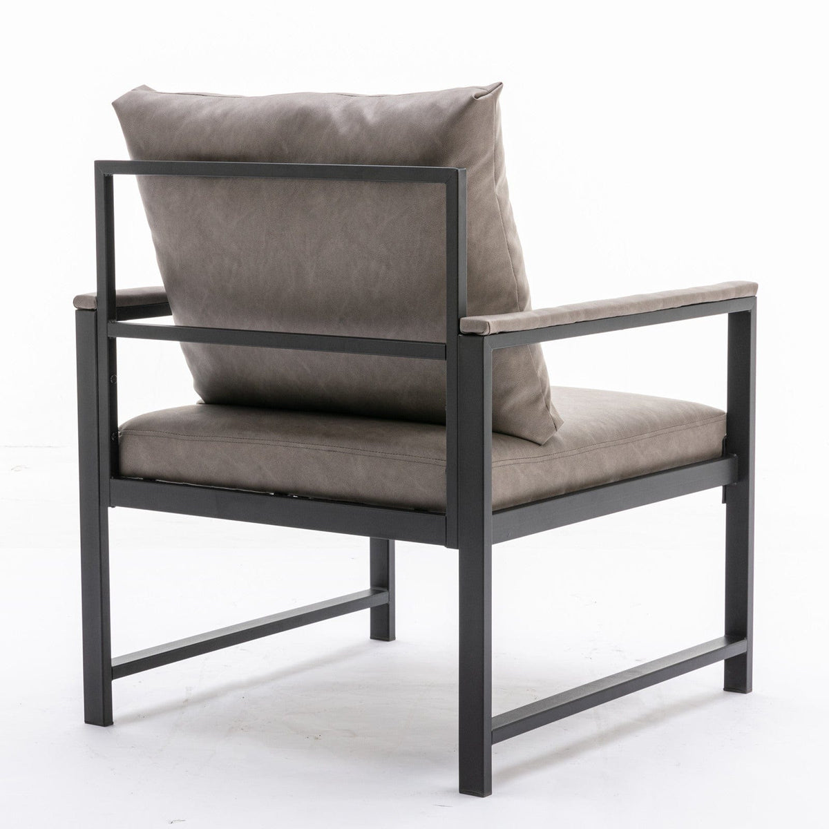 THE FURNITURE CO. Accent Chair Sleek Faux Leather Accent Chair with Black Powder Coated Metal Frame