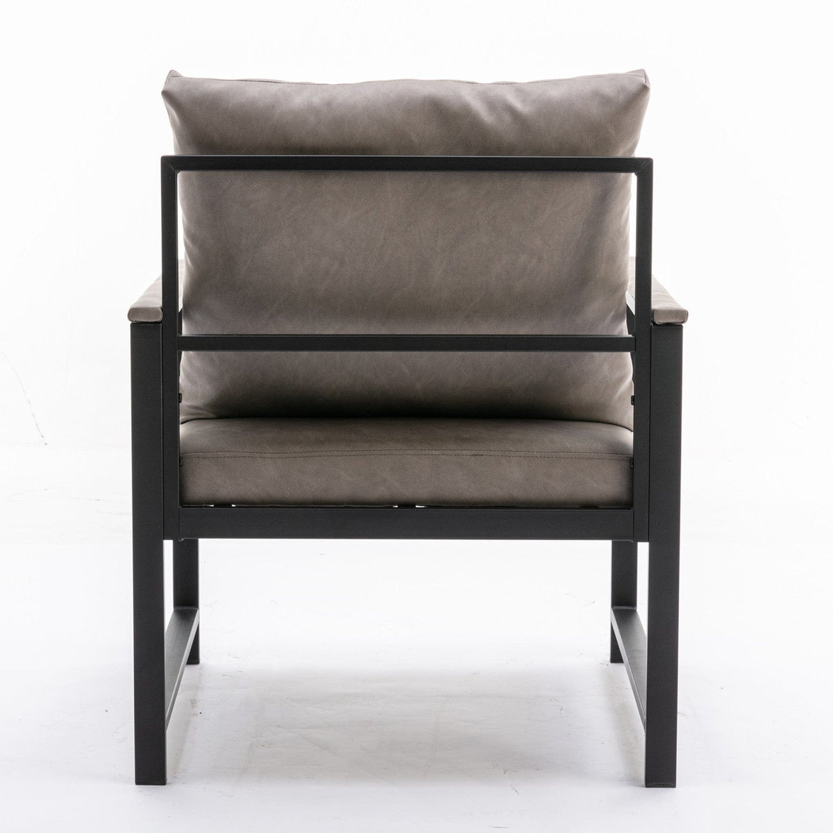 THE FURNITURE CO. Accent Chair Sleek Faux Leather Accent Chair with Black Powder Coated Metal Frame