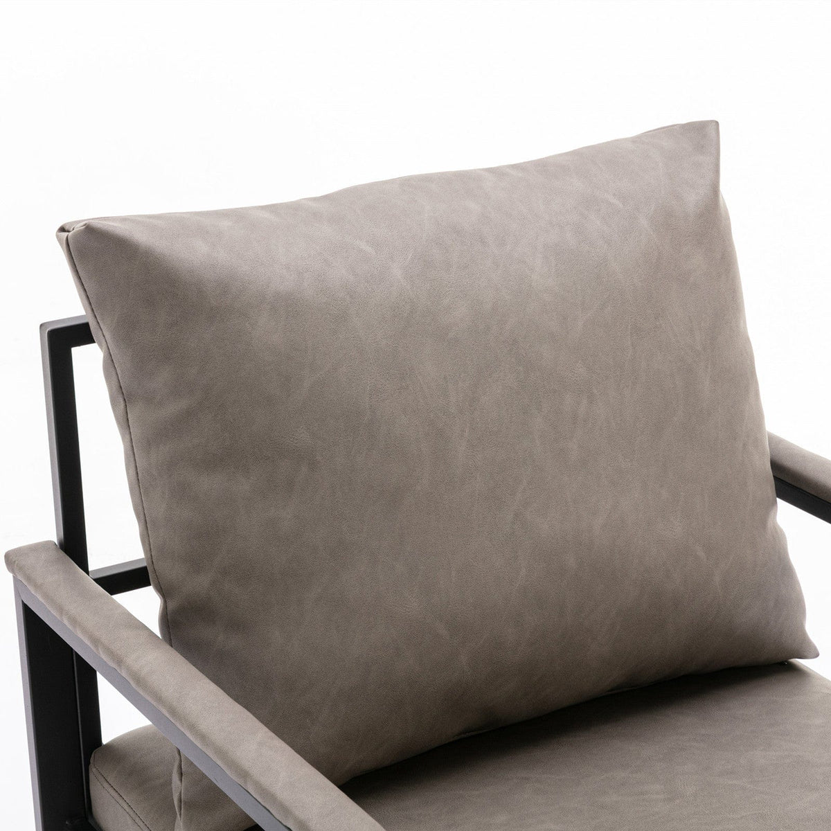 THE FURNITURE CO. Accent Chair Sleek Faux Leather Accent Chair with Black Powder Coated Metal Frame