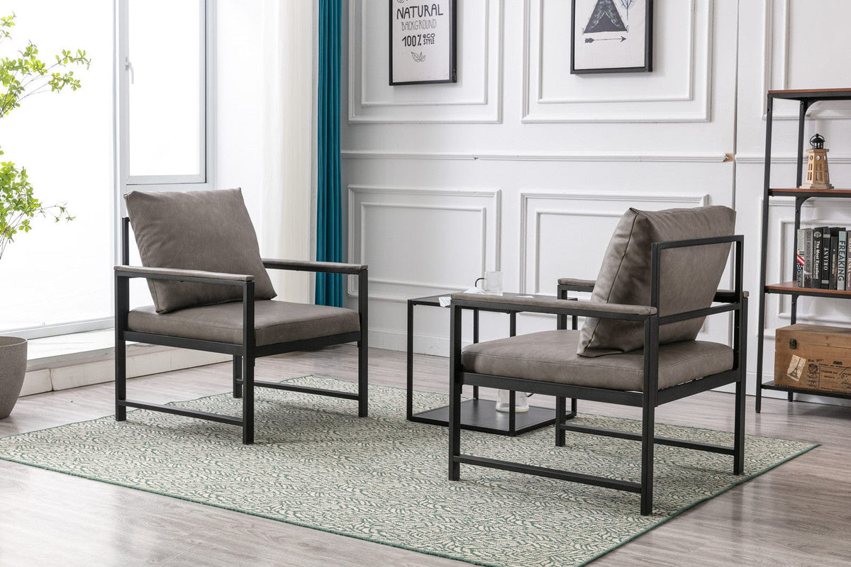 THE FURNITURE CO. Accent Chair Sleek Faux Leather Accent Chair with Black Powder Coated Metal Frame