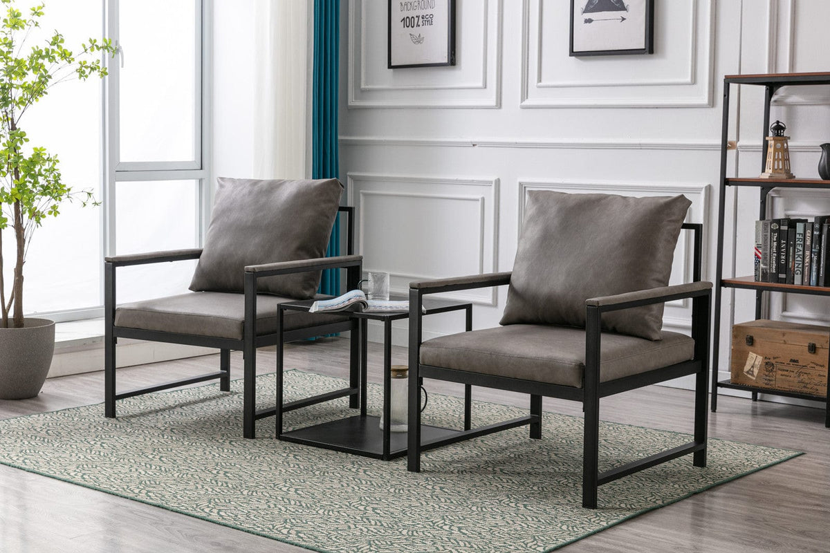 THE FURNITURE CO. Accent Chair Sleek Faux Leather Accent Chair with Black Powder Coated Metal Frame