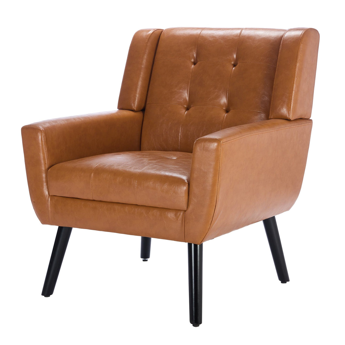 THE FURNITURE CO. Accent Chair Soft Light Brown Faux Leather Upholstered Accent Chair