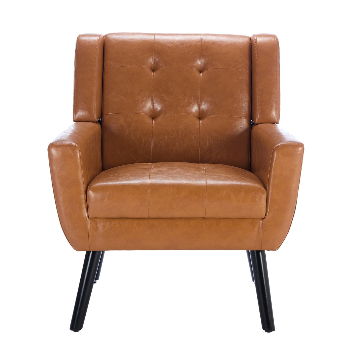 THE FURNITURE CO. Accent Chair Soft Light Brown Faux Leather Upholstered Accent Chair