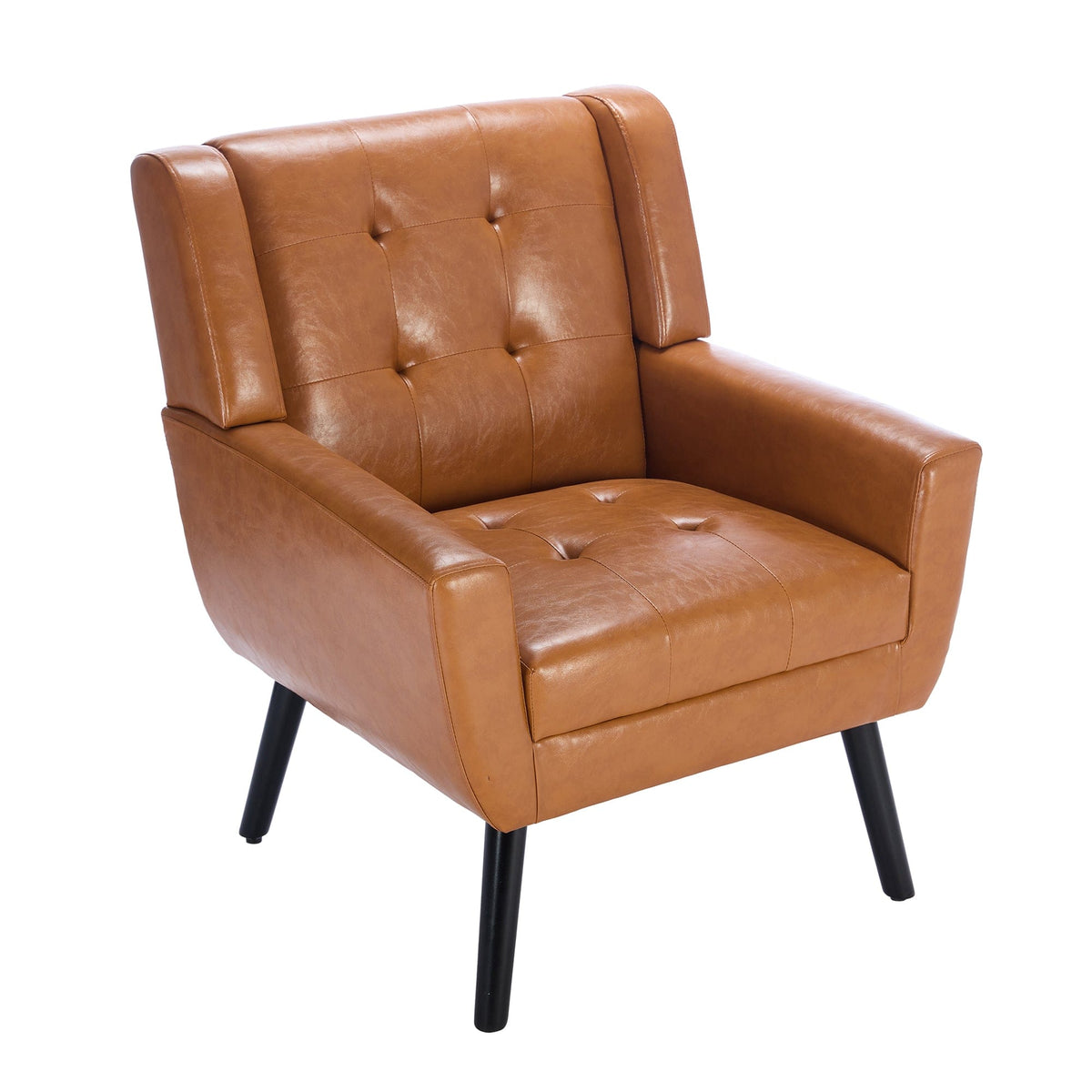 THE FURNITURE CO. Accent Chair Soft Light Brown Faux Leather Upholstered Accent Chair