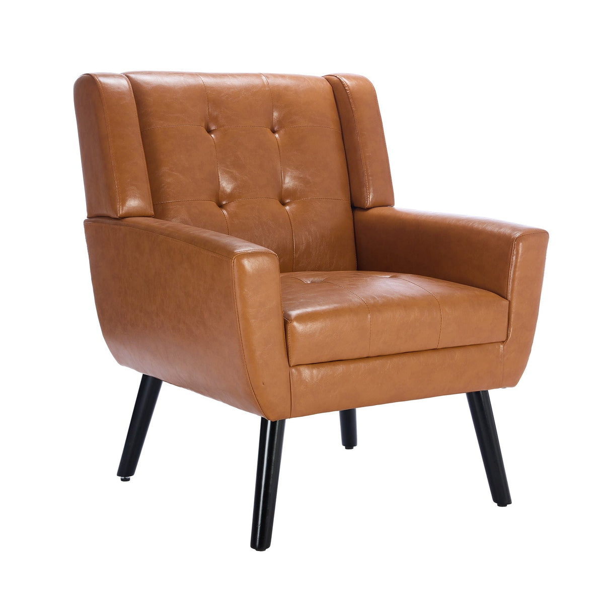 THE FURNITURE CO. Accent Chair Soft Light Brown Faux Leather Upholstered Accent Chair